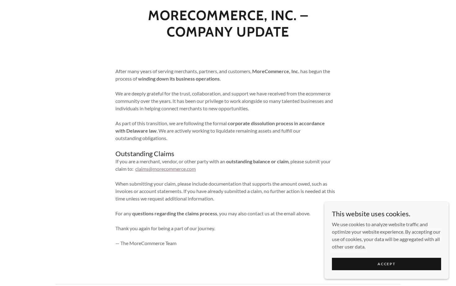 MoreCommerce, Inc. – Company Update 页面快照